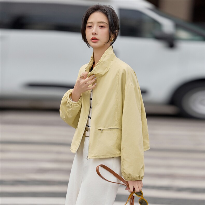 黄色短外套女2026年秋季新款女装夹克气质百搭上衣,女装短外套,梦懿尔