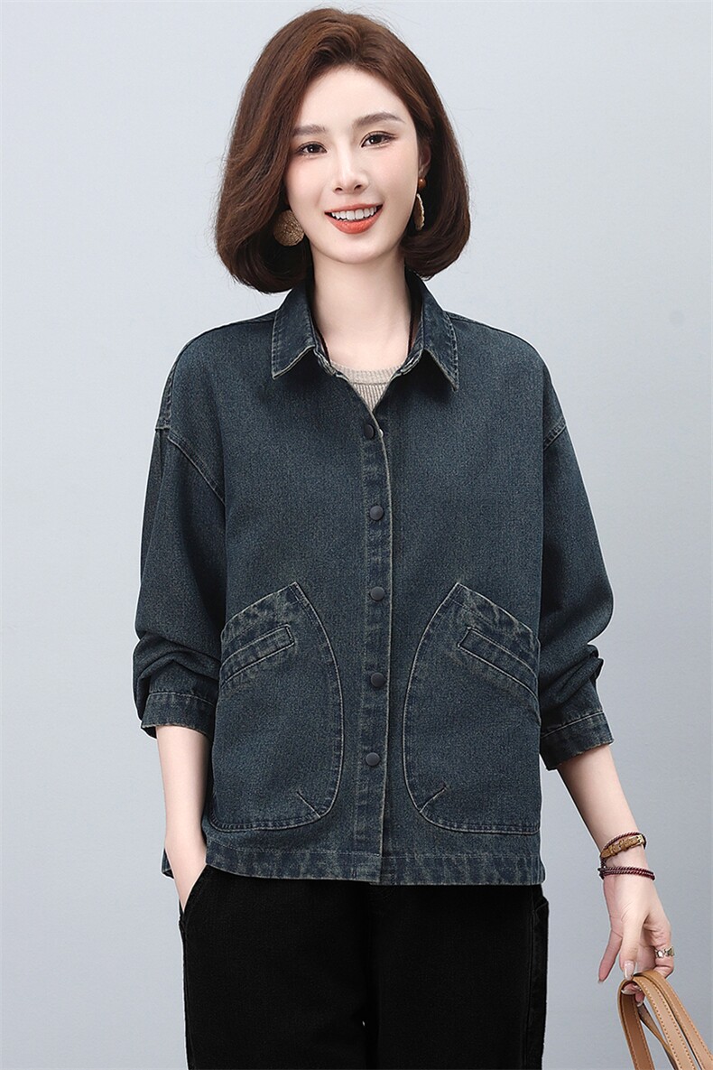 中年妈妈时尚休闲牛仔女2026春秋新款高级宽松洋气减龄,女装短外套,悦见她