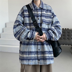 8XL-M特大码长毛呢外套男秋季翻领马海毛衬衫夹克上衣JK1305P70，男装夹克，电商D206-1