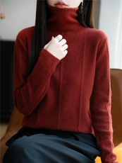 25秋冬精纺羊毛针织打底衫女士内搭简约毛衣显瘦堆堆领羊绒上衣，女装针织衫/毛衣，暖绒情旗舰店
