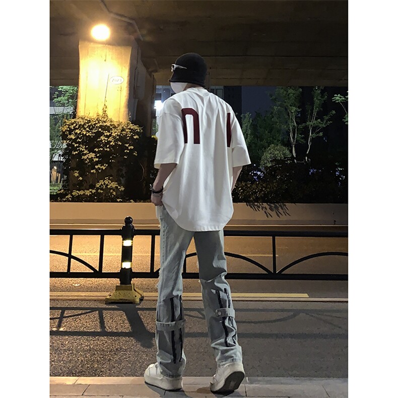 B221美式ins高街暗黑系小众拉链直筒牛仔裤LK23073-P65控88,男装牛仔裤,电商B221