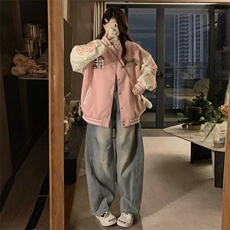 A537-P88复古字母刺绣棒球服男女秋冬情侣宽松夹克外套潮牌，男装夹克，星座911