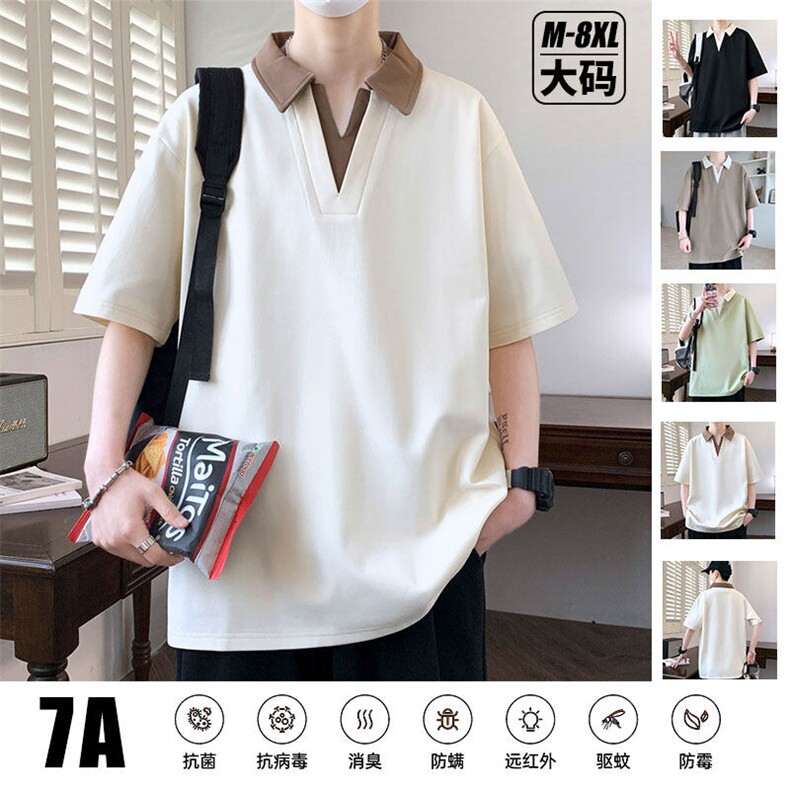 夏季大码公版拼色翻领POLO衫男休闲T恤短袖，男装Polo衫，星座1107-1