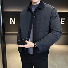 店主风2025年90白鸭绒衬衫领帅气轻薄羽绒服男LMS2519-P265，男装衬衫，电商D240-242