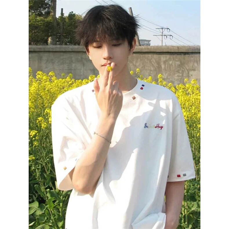 万针刺绣短袖T恤衫宽松百搭短袖D328-QBS03-P35,男装T恤,电商D328
