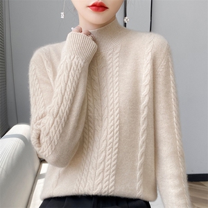 半高领羊毛衫女加厚慵懒风毛衣女秋冬图片