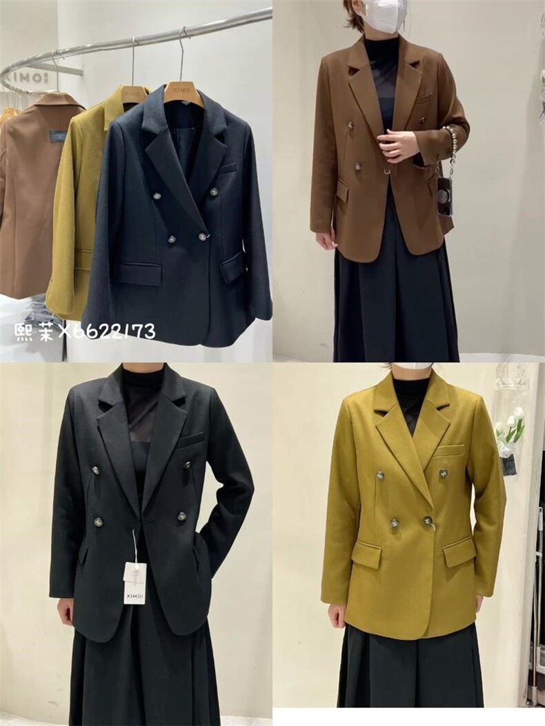 三色西装m扣外套，女装西装，XIMO 熙茉