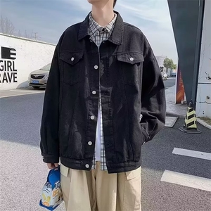春秋季白色牛仔外套男士韩版潮流ins百搭工装牛仔衣夹克男棒球图片