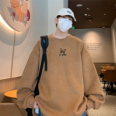 25新款港风供抖音直播得物高品质麂皮绒宽松男卫衣W3509P38，男装卫衣，电商C408-1(原B339-1)