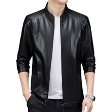 新款皮衣男外套秋季中年男士休闲商务立领皮夹克秋装ZL2185-P150，男装皮衣，电商B212（原钱塘6029）