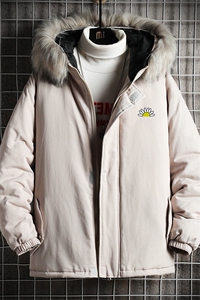 MM48089-P130 冬季大毛领衣男士大码加厚袄男服 网格挂拍图片