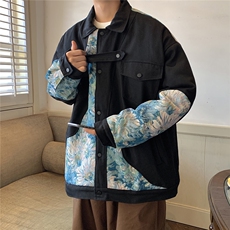 1港风刺绣拼接设计棉衣男大码M-5XL夹克棉服外套男8706P115控158，男装夹克，星座226-2