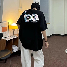 万针全刺绣解构设计260克重磅双纱纯棉高品质美式高街短袖T恤特39，男装T恤，电商A486