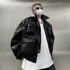 美式复古廓形短款夹克工装机车服vintage设计感外套男W5732-P79，男装夹克，星座412-3