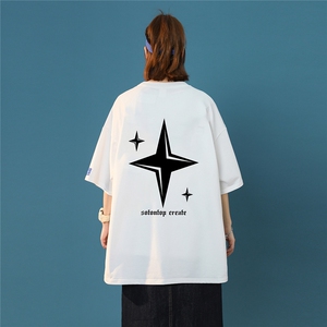 2025夏季新款 星星几何印花中性风港风休闲短袖T恤T879/P28控39图片
