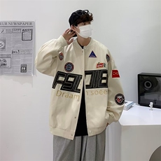 机车棒球服男潮牌大码hiphop高街工装赛车服棉服外套春季，男装棉衣，星座813-2