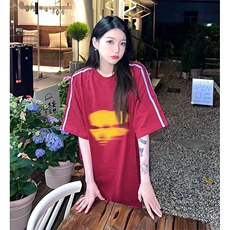 抖音得物高品质二开240克宽松纯棉美式潮牌三条杠织带短袖T恤，男装T恤，电商A486-1