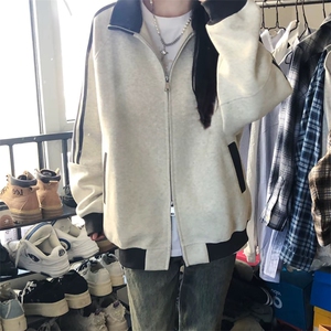 抖音得物高品质 美式高街重磅结构设计拼接织带立领卫衣外套 CM42图片