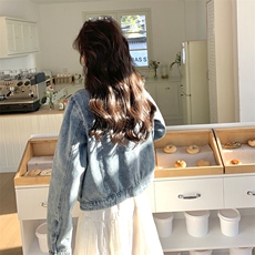 渐变色翻领牛仔外套女2025年春季新款韩版小个子流行超火夹克上衣，女装短外套，2C269