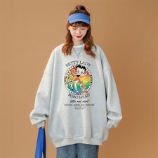美式复古贝蒂女郎卡通情侣潮长袖圆领卫衣宽松上衣W165P30控48，男装卫衣，A247A