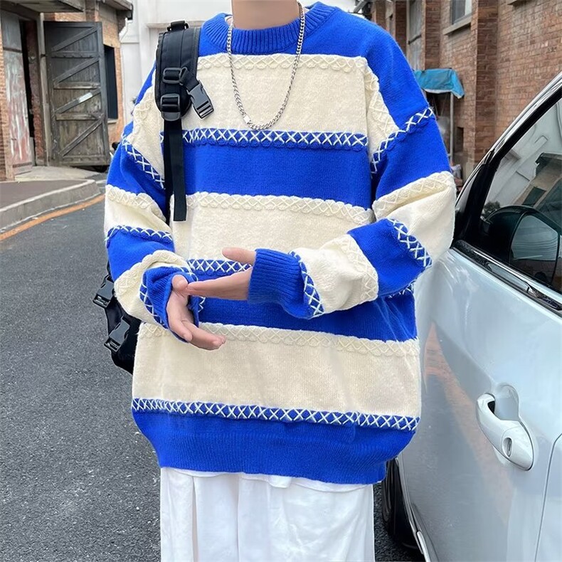 圆领毛衣男港味2023秋季复古日系针织衫J16P43,男装针织衫/毛衣,星座1116-2
