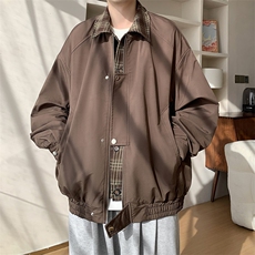 现货港风新款假两件潮流外套宽松百搭时尚休闲夹克男JK241-P100，男装夹克，四季星座505