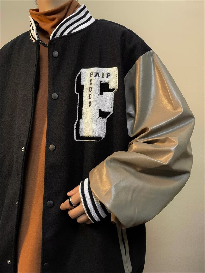棒球服外套男潮牌ins欧美刺绣春秋高街宽松拼接情侣夹克J5748-p65,男装夹克,星座1008