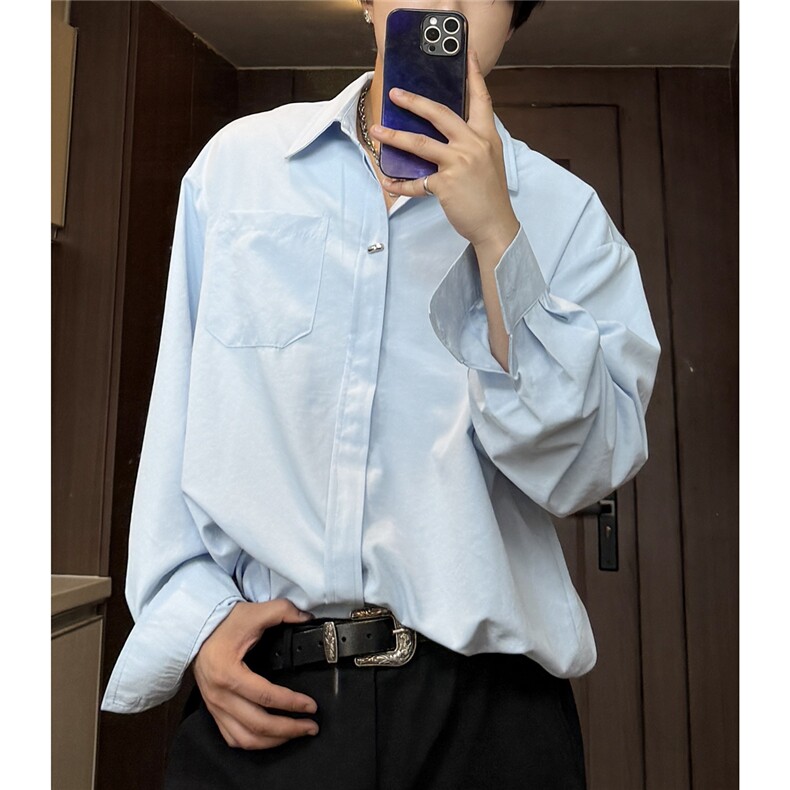 【现货】CS7141-P38特大码纯欲设计感衬衫,男装衬衫,电商D232