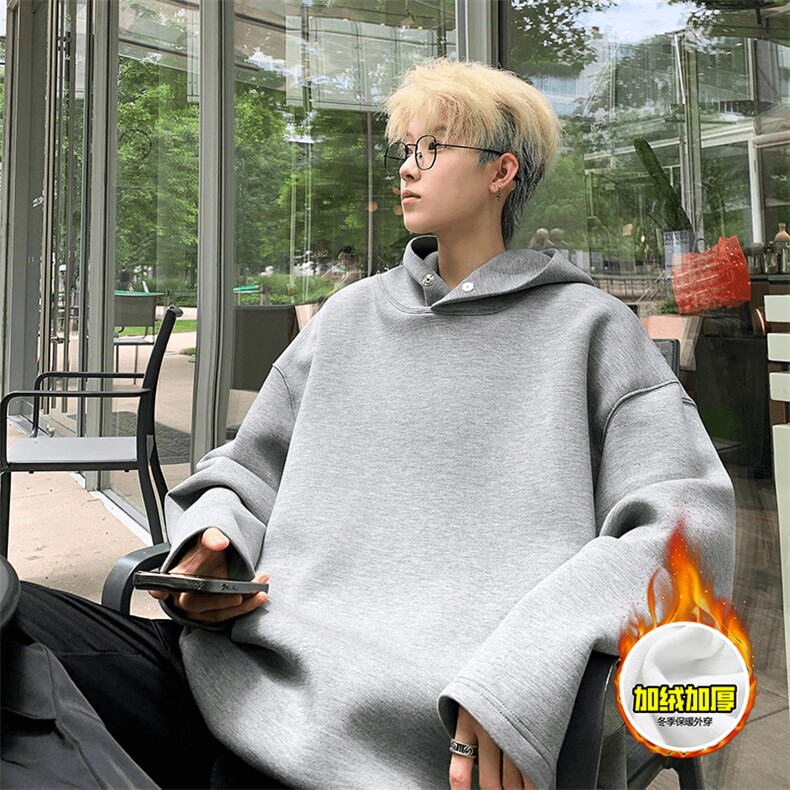 480G重磅加绒硬挺boxy男女秋冬美式高街结构一粒扣连帽卫衣厚外套，女装短外套，电商A486