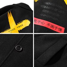 【】A003-HF007-P50冬装新款中长款印花韩版毛呢大衣港仔1，男装毛呢大衣，电商A003