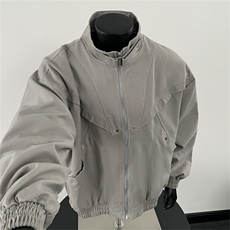 美式立体剪裁解构立领帆布工装夹克男女宽松休闲t外套JK0691-P95，男装夹克，星座308B-1