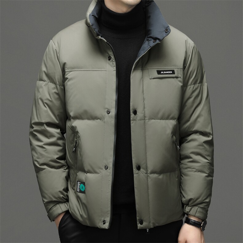 羽绒服男冬季2023新款中青年休闲白鸭绒上衣男装立领加厚保暖外套,男装羽绒服,电商B212（原钱塘6029）