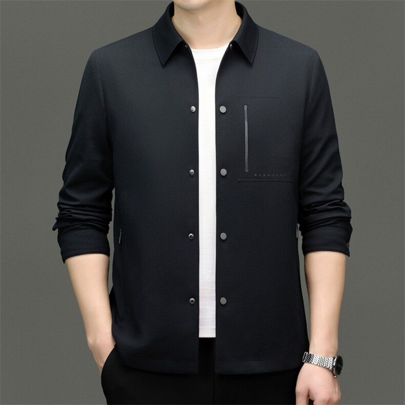 XL-M0039秋冬新款男士夹克翻领商务休闲时尚青年男装纯色外套图片