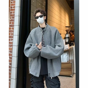 秋冬灰色立领高领短款设计款夹克男  WJK504 P58图片