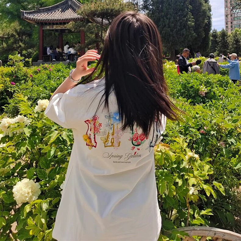 万针全刺绣工艺抖音得物高品质260克重磅纯棉双纱美式高街短袖T恤,男装T恤,电商A486