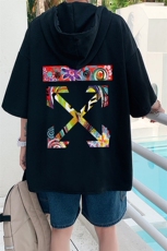 LD54169-P45连帽短袖t恤男大码胖子带帽五分袖中袖，男装T恤，电商A040