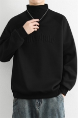 一体绒加厚保暖卫衣男士秋冬季长袖打底衫潮牌青年新款半高领上衣，男装卫衣，星座914