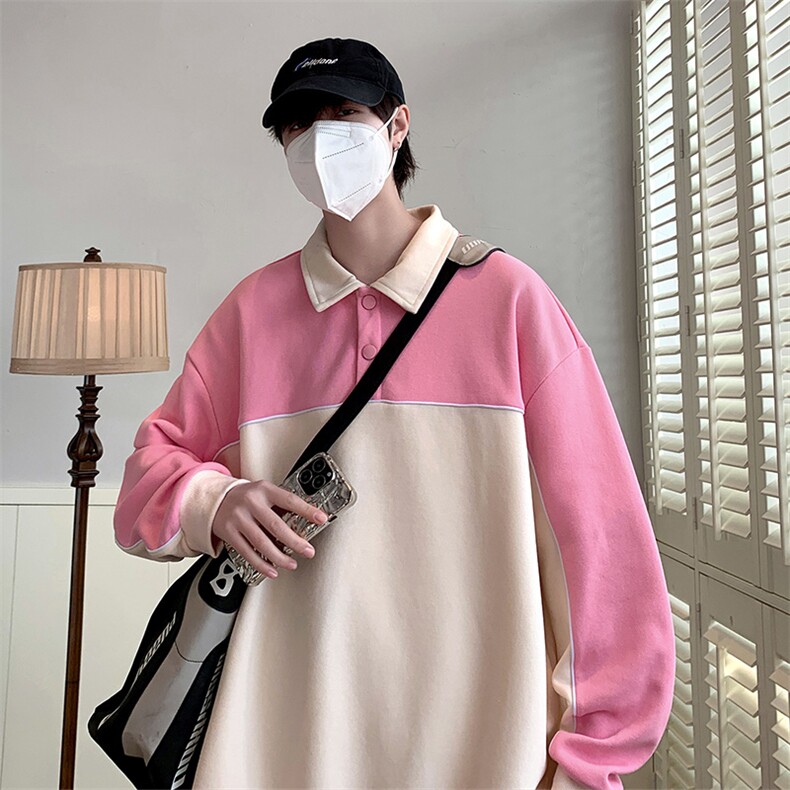 春装学生简约百搭衬衫2023新品撞色拼接卫衣男女WY021-P70 控价98图片