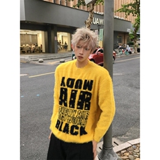 【有货】美式复古水貂绒毛衣男款字母提花情侣针织衫C41LL-特P55，男装针织衫/毛衣，星座1007（原301D）