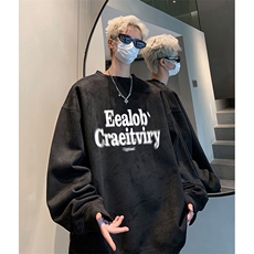 抖音得物供货提供视频秋冬重磅美式麂皮绒圆领卫衣JY554，男装卫衣，电商A486