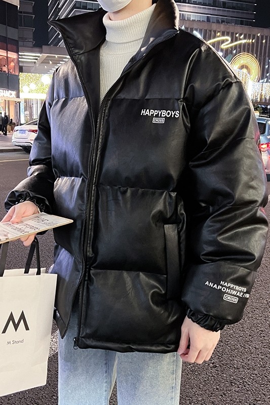 新款立领pu皮印花棉衣男秋冬季加厚面包服外套保暖棉服MY613-P115,男装棉衣,星座505-3