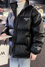 新款立领pu皮印花棉衣男秋冬季加厚面包服外套保暖棉服MY613-P115，男装棉衣，星座505-3