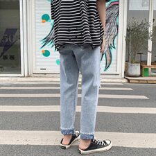 港风破洞牛仔裤男士潮牌九分宽松直筒韩版潮流ins乞丐裤921，男装牛仔裤，星座308B-2