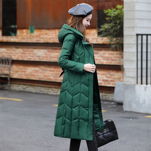 时尚显瘦中长款连帽羽绒服女冬季新款保暖外套图片