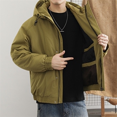 翻领夹克男棉服秋冬加厚保暖拼接棉衣夹短款防水飞行员外套，男装夹克，星座914