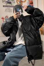 1港风PU皮服面包服男女情侣中性大码加厚皮衣7967特P78控108，男装棉衣，星座226-2