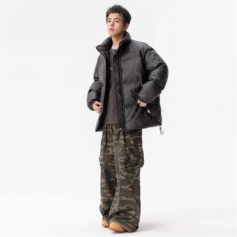 冬季棉衣男女情侣棉服痞帅青少年PU保暖皮外套图片