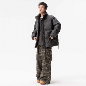 冬季棉衣男女情侣棉服痞帅青少年PU保暖皮外套图片