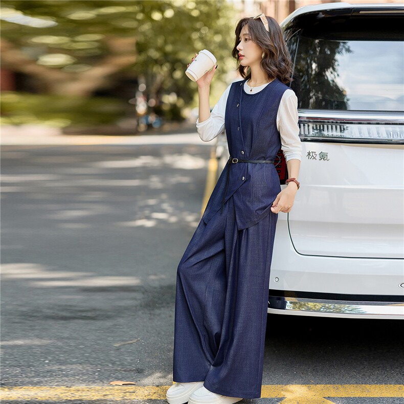 巨好看2025秋季阔腿裤套装三件套女装潮,女装套装/套裙,E百度