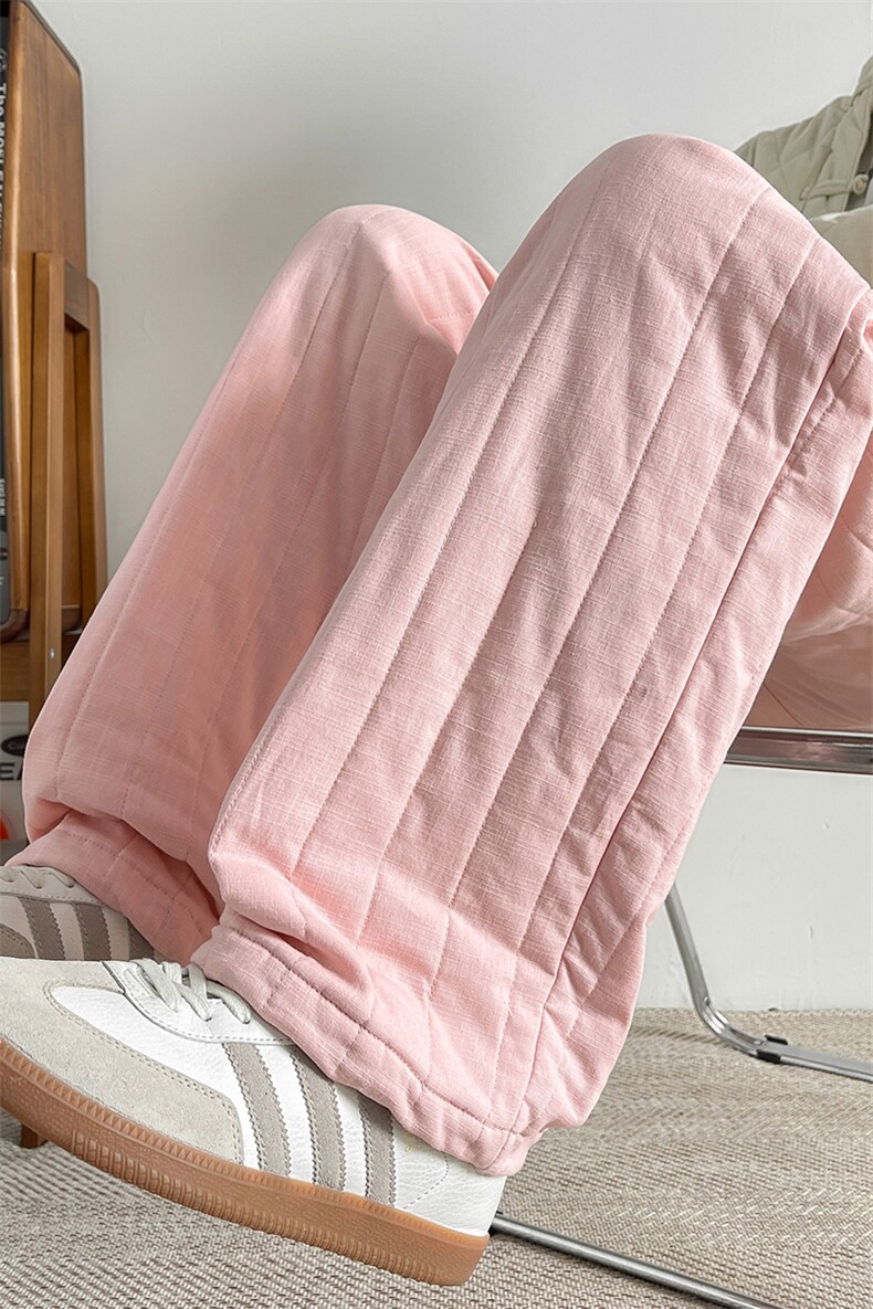 8XL-M加厚夹棉保暖长裤棉麻绗缝竖格休闲裤加棉棉裤K9111P68控88,男装棉裤,电商D206-1